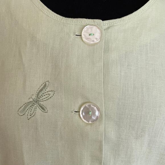 Portraits Northern Isles Pure Linen Embroidered Over Top Sz 10 Cottage Granny - Picture 6 of 11